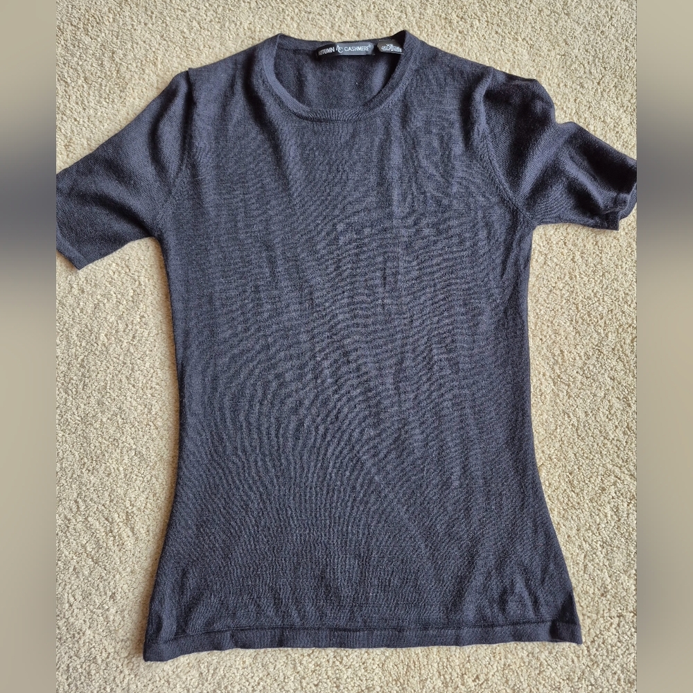 Autumn Cashmere Black Cotton/Cashmere T-Shirt Sweater Size XS
